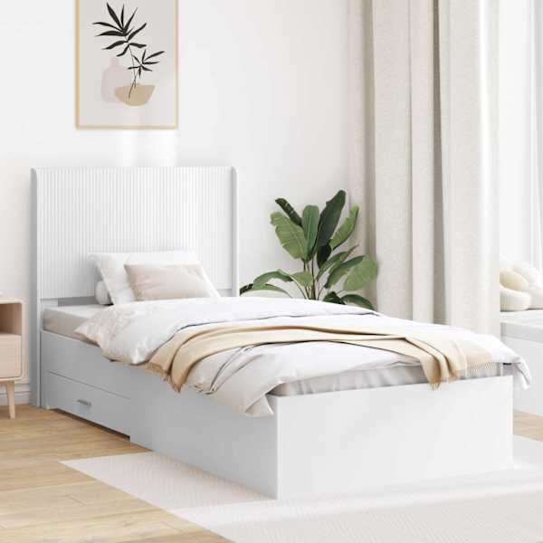Panipaigaga voodiraam peatsiga, valge, 90 × 190 cm — mudel 3414157
