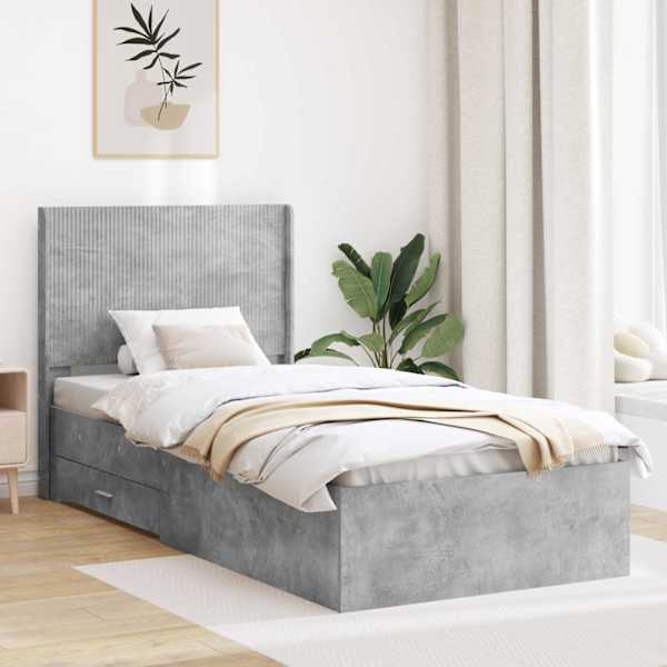 Panipaigaga voodiraam peatsiga, betoonhall, 90 × 190 cm — mudel 3414160