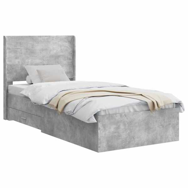 Panipaigaga voodiraam peatsiga, betoonhall, 90 × 190 cm — mudel 3414160