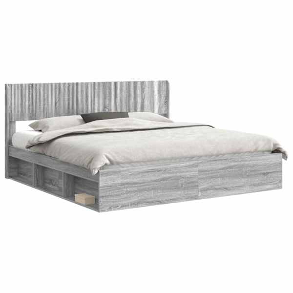 Panipaigaga voodiraam peatsiga, hall sonoma, 180 × 200 cm — mudel 3414184