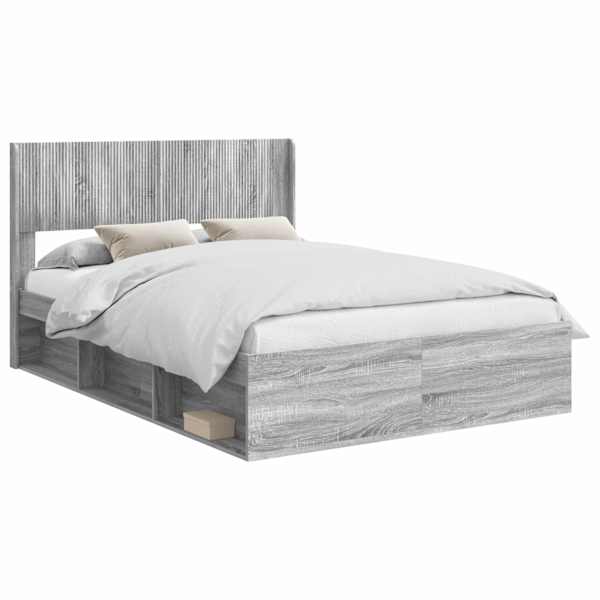 Panipaigaga voodiraam peatsiga, hall sonoma, 120 × 190 cm — mudel 3414240