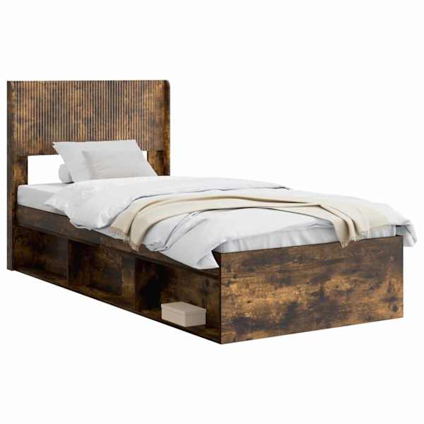 Panipaigaga voodiraam peatsiga, suitsutatud tamm, 90 × 190 cm — mudel 3414263