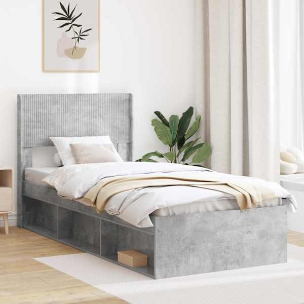 Panipaigaga voodiraam peatsiga, betoonhall, 75 × 190 cm — mudel 3414270