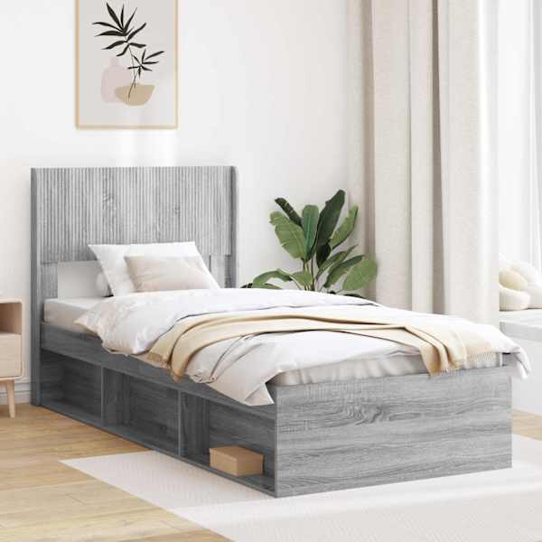 Panipaigaga voodiraam peatsiga, hall sonoma, 75 × 190 cm — mudel 3414272