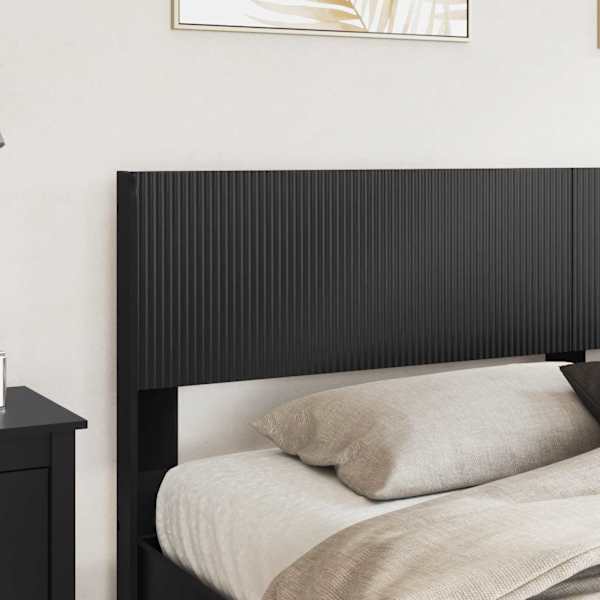 Sahtlitega voodiraam peatsiga, must, 180 × 200 cm — mudel 3414282