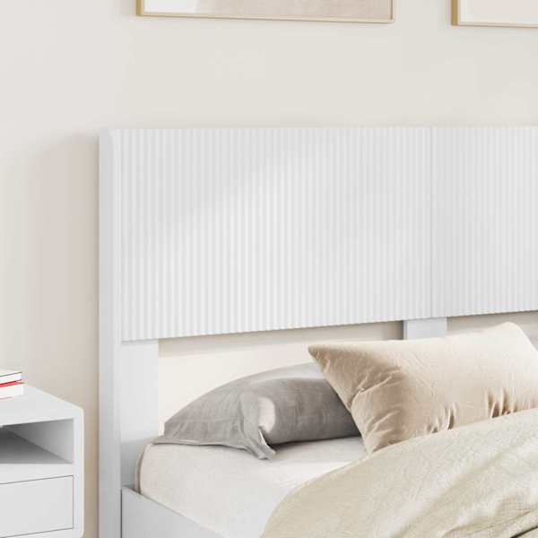 Sahtlitega voodiraam peatsiga, valge, 150 × 200 cm — mudel 3414293