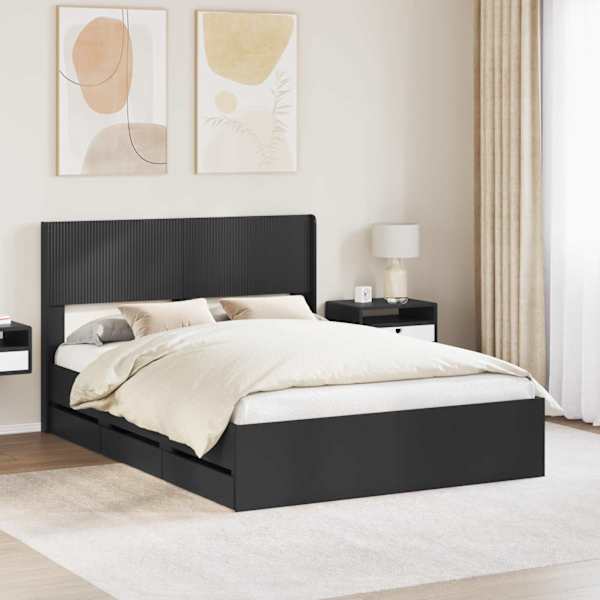 Sahtlitega voodiraam peatsiga, must, 140 × 200 cm — mudel 3414300
