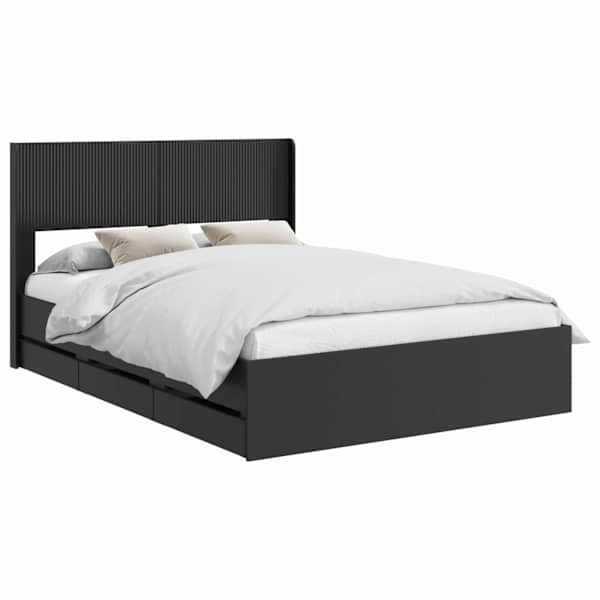 Sahtlitega voodiraam peatsiga, must, 140 × 200 cm — mudel 3414300
