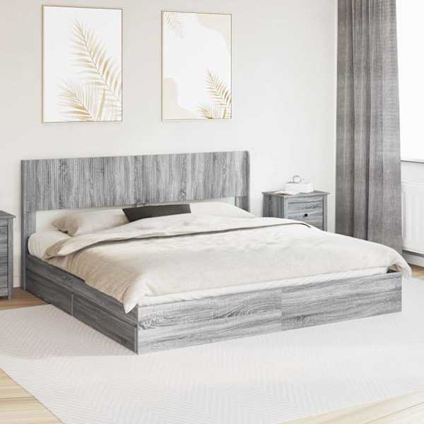 Panipaigaga voodiraam peatsiga, hall sonoma, 180 × 200 cm — mudel 3414364