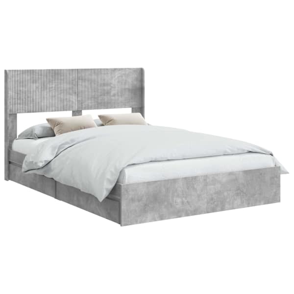 Panipaigaga voodiraam peatsiga, betoonhall, 150 × 200 cm — mudel 3414374