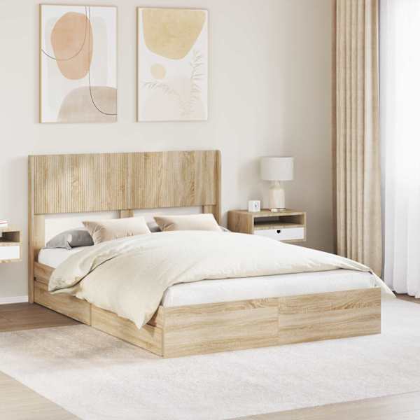 Panipaigaga voodiraam peatsiga, sonoma tamm, 140 × 190 cm — mudel 3414385