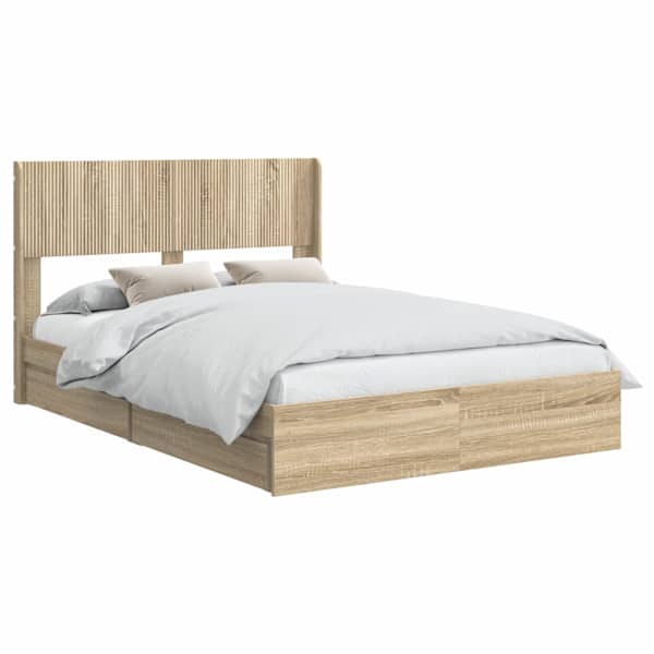 Panipaigaga voodiraam peatsiga, sonoma tamm, 135 × 190 cm — mudel 3414391