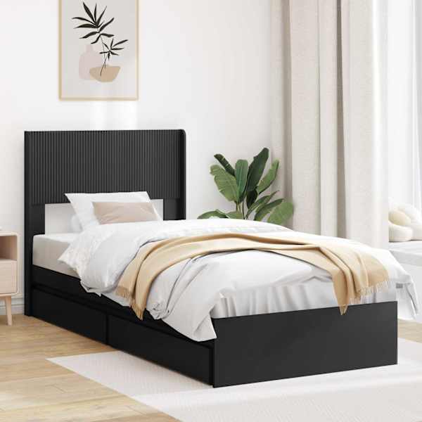 Panipaigaga voodiraam peatsiga, must, 90 × 190 cm — mudel 3414420