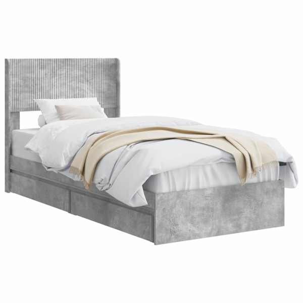 Panipaigaga voodiraam peatsiga, betoonhall, 90 × 190 cm — mudel 3414422