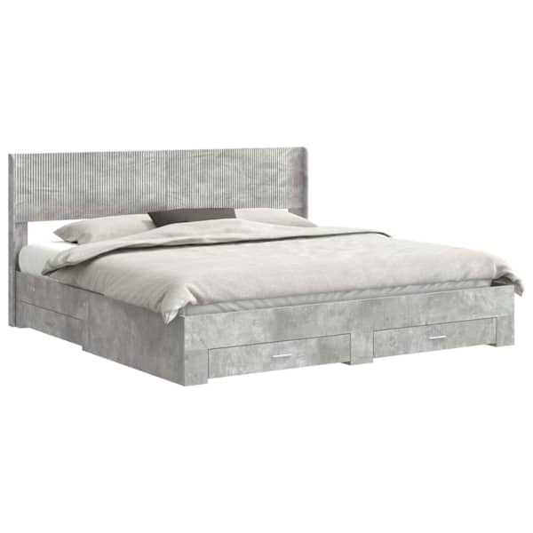 Panipaigaga voodiraam peatsiga, betoonhall, 180 × 200 cm — mudel 3414440