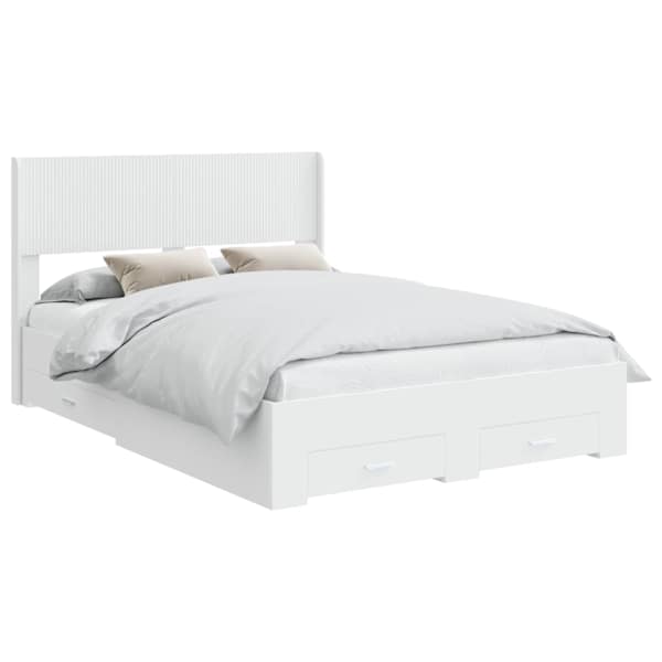 Panipaigaga voodiraam peatsiga, valge, 140 × 200 cm, tehispuit — mudel 3414459