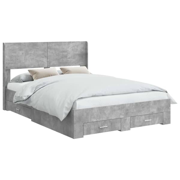 Panipaigaga voodiraam peatsiga, betoonhall, 140 × 200 cm — mudel 3414462