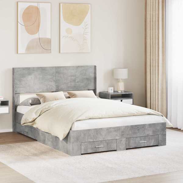 Panipaigaga voodiraam peatsiga, betoonhall, 140 × 190 cm — mudel 3414470