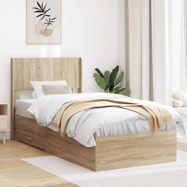 Panipaigaga voodiraam peatsiga, sonoma tamm, 90 × 190 cm — mudel 3414517