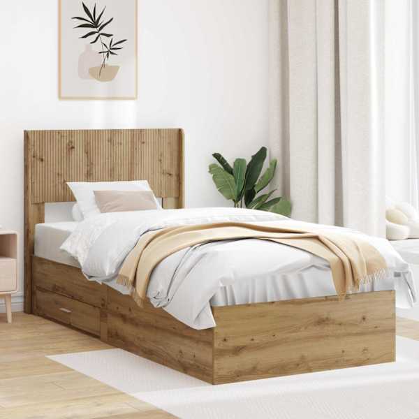 Panipaigaga voodiraam peatsiga, artisan tamm, 90 × 190 cm — mudel 3414522