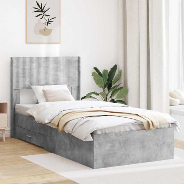 Panipaigaga voodiraam peatsiga, betoonhall, 75 × 190 cm — mudel 3414526