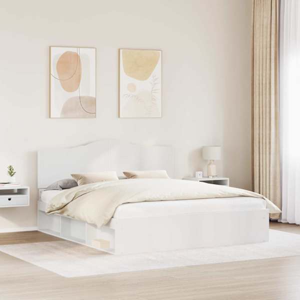 Voodiraam peatsiga, valge, 180 × 200 cm, männipuit — mudel 3413272