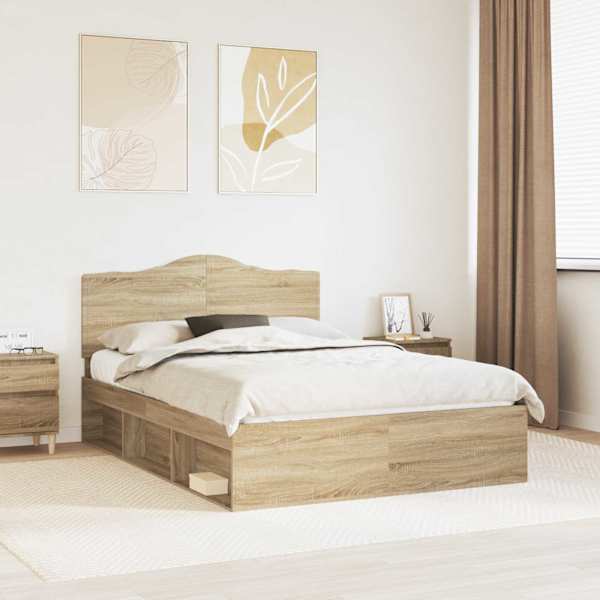 Voodiraam peatsiga, sonoma, 160 × 200 cm, männipuit — mudel 3413283