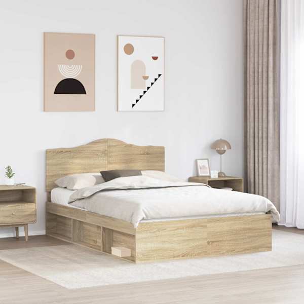 Voodiraam peatsiga, sonoma, 160 × 200 cm, männipuit — mudel 3413283