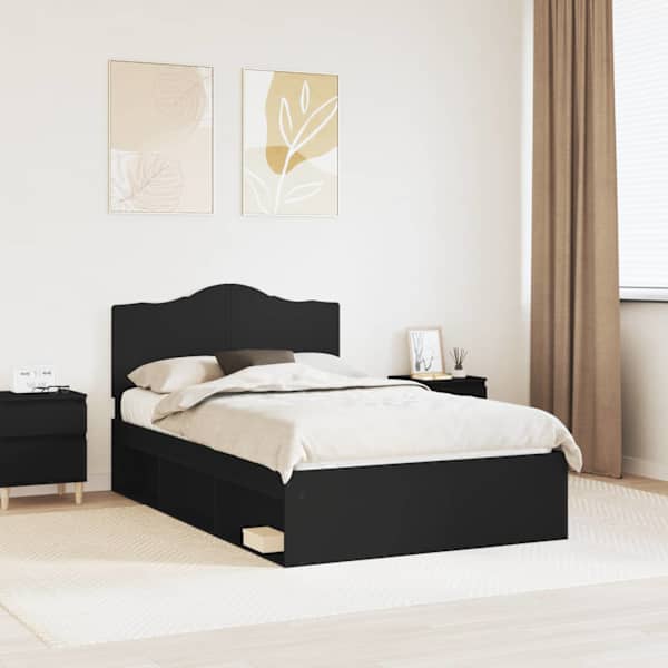 Voodiraam peatsiga, must, 120 × 200 cm, männipuit — mudel 3413327
