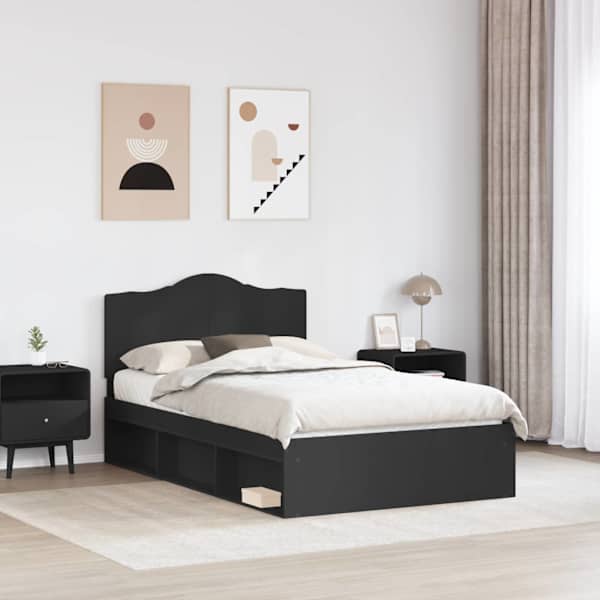 Voodiraam peatsiga, must, 120 × 200 cm, männipuit — mudel 3413327
