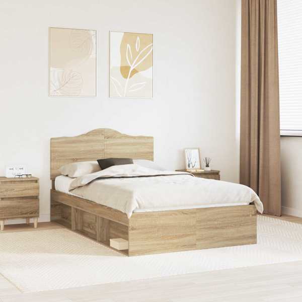 Voodiraam peatsiga, sonoma, 120 × 200 cm, männipuit — mudel 3413328
