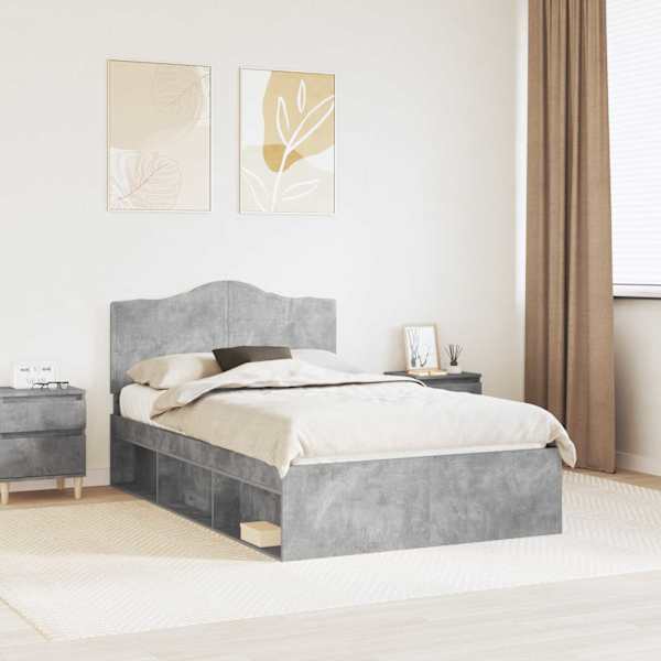Voodiraam peatsiga, betoonhall, 120 × 200 cm, männipuit — mudel 3413329