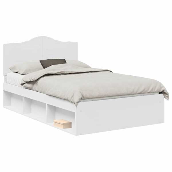 Voodiraam peatsiga, valge, 120 × 190 cm, männipuit — mudel 3413335