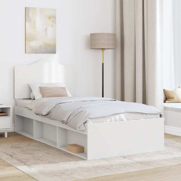 Voodiraam peatsiga, valge, 90 × 200 cm, männipuit — mudel 3413353