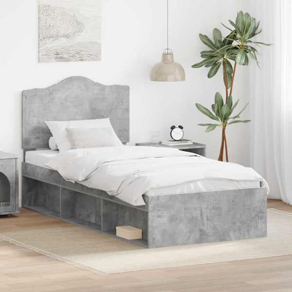 Voodiraam peatsiga, betoonhall, 90 × 190 cm, männipuit — mudel 3413365