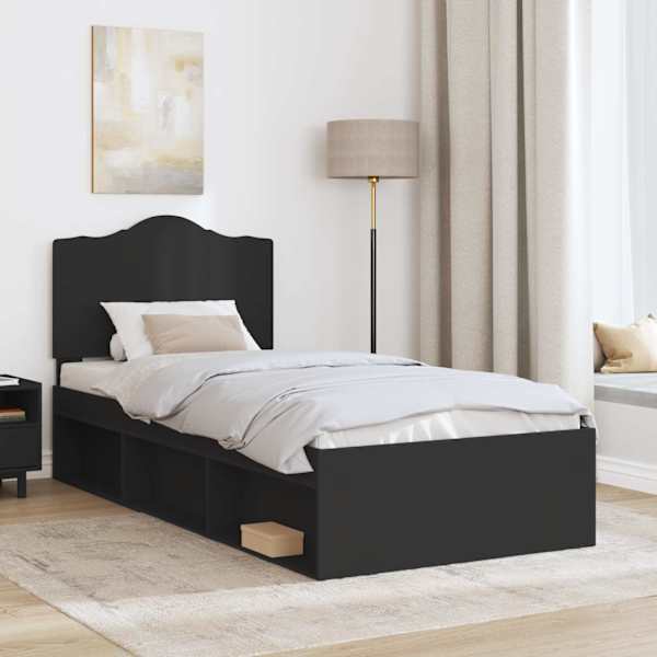 Voodiraam peatsiga, must, 75 × 190 cm, männipuit — mudel 3413372
