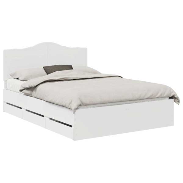 Sahtlitega voodiraam peatsiga, valge, 160 × 200 cm — mudel 3413394