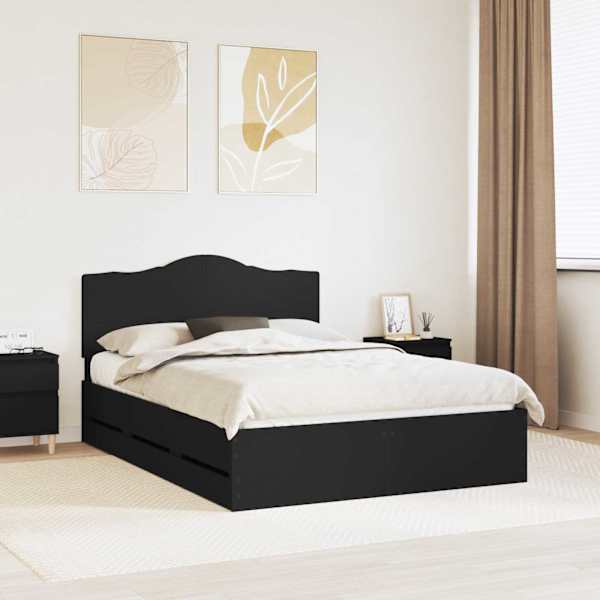 Sahtlitega voodiraam peatsiga, must, 160 × 200 cm — mudel 3413395