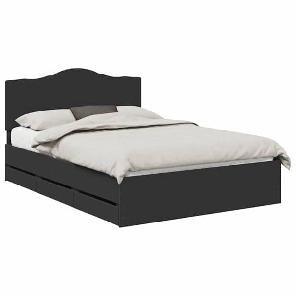 Sahtlitega voodiraam peatsiga, must, 160 × 200 cm — mudel 3413395