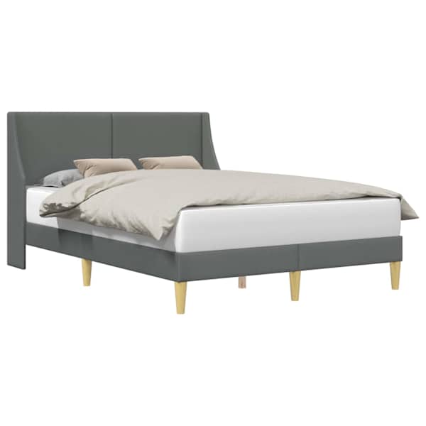 Voodiraam peatsiga, tumehall, 137 × 190 cm, kangas — mudel 3414662