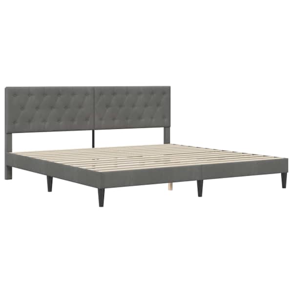 Voodiraam peatsiga, tumehall, 180 × 200 cm, samet — mudel 3414677