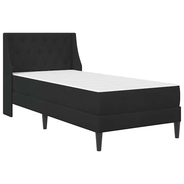 Voodiraam koos madratsiga, must, 90 × 200 cm, samet — mudel 3414775