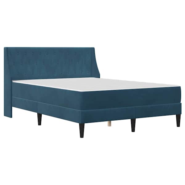 Voodiraam koos madratsiga, sinine, 120 × 190 cm, samet — mudel 3414788