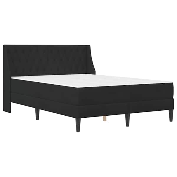 Voodiraam koos madratsiga, must, 140 × 190 cm, samet — mudel 3414799