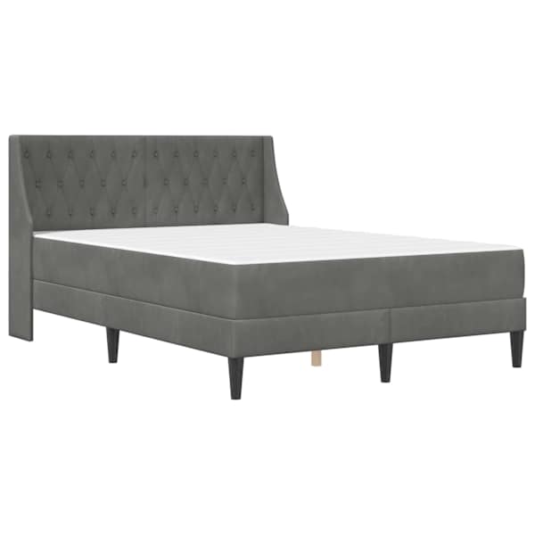 Voodiraam koos madratsiga, tumehall, 140 × 200 cm, samet — mudel 3414802