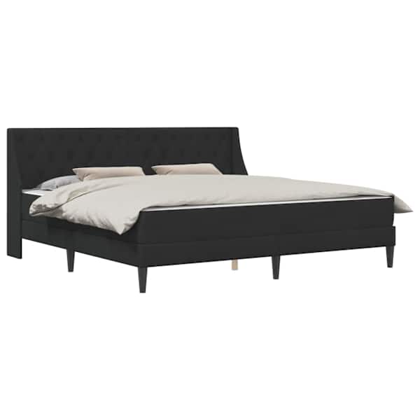Voodiraam koos 2 madratsiga, must, 200 × 200 cm, samet — mudel 3414823