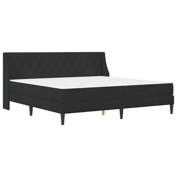 Voodiraam koos 2 madratsiga, must, 200 × 200 cm, samet — mudel 3414823