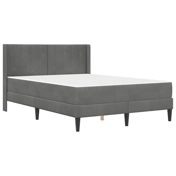 Voodiraam koos madratsiga, tumehall, 120 × 190 cm, samet — mudel 3414850
