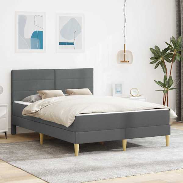 Voodiraam koos madratsiga, tumehall, 140 × 190 cm — mudel 3414955