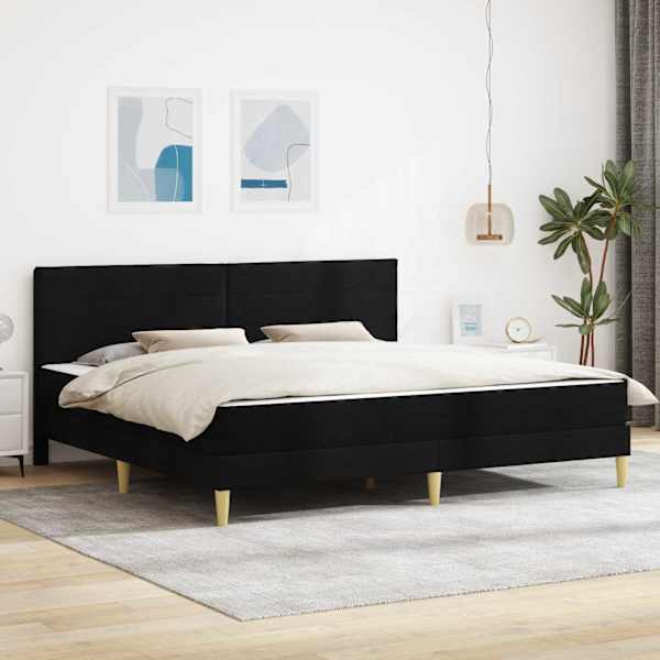 Voodiraam koos 2 madratsiga, must, 200 × 200 cm — mudel 3414976